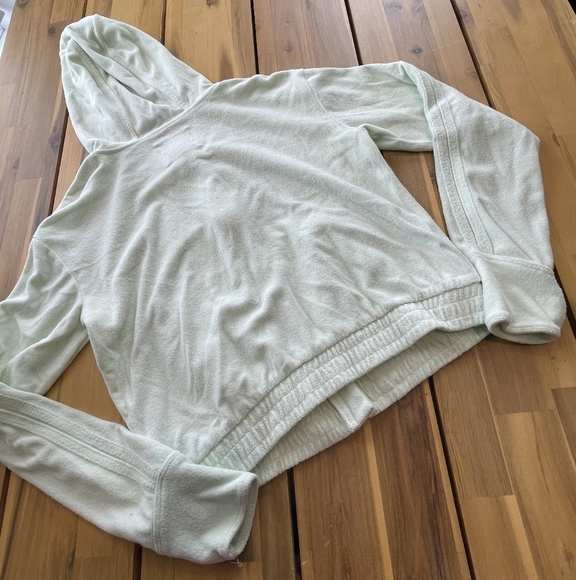 Athleta Girl Light Green Terry Cloth Full Zip Hooded Jacket Size XL 14 - Picture 2 of 3
